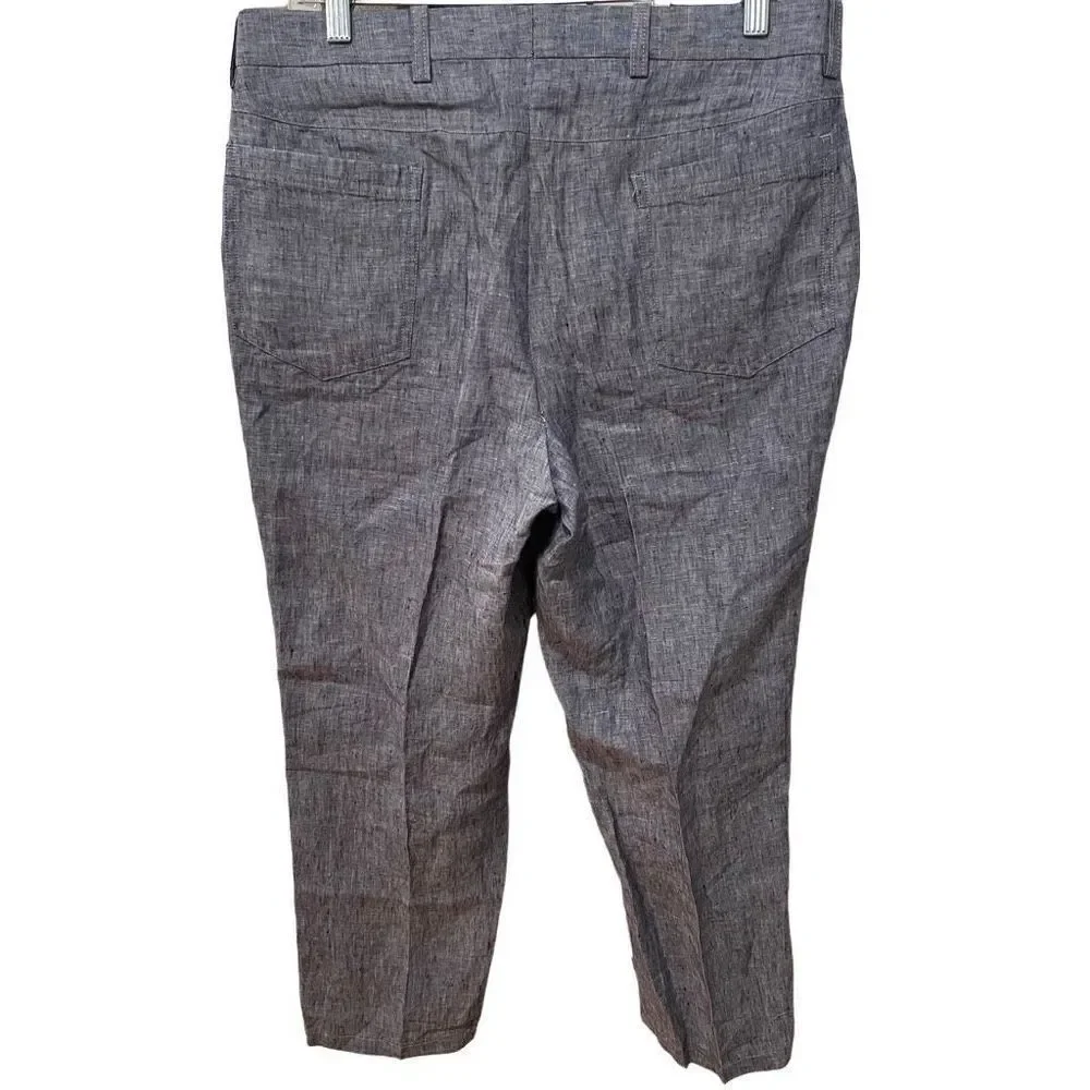 Riviera Red Pants Mens 31R Italian Linen Chambray Flat Front Unstructured